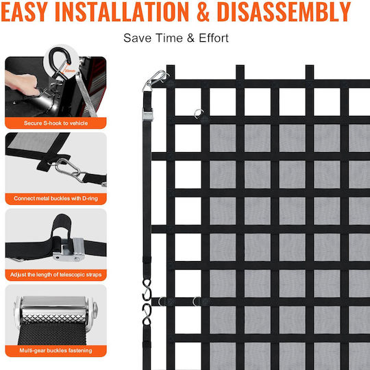 Vevor Cargo Net Heavy Duty Cargo Net 96" X 81" Ρυθμιζόμενες Πόρπες & Άγκιστρα S-hooks