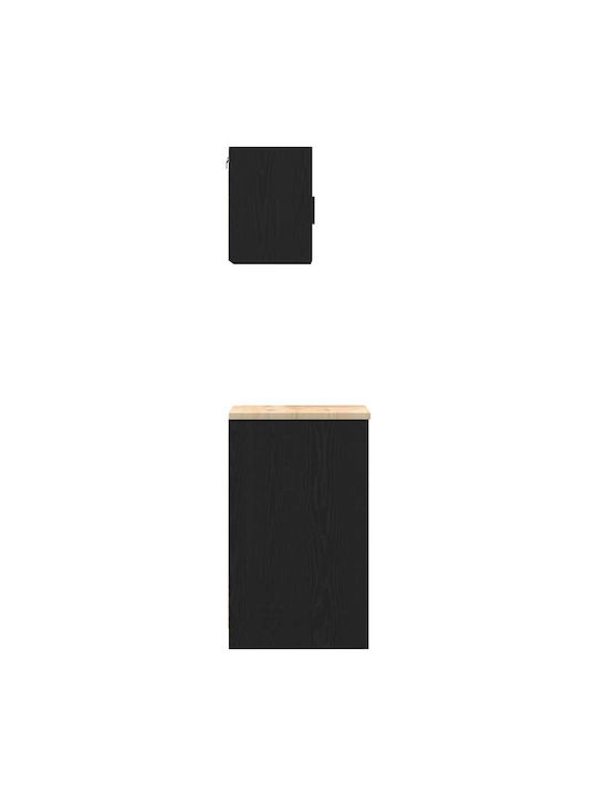 Dulapuri de Garaj 2 Buc Negru Lemn Ingineresc Negru 40 x 51 x 85 cm