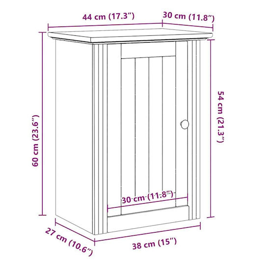 vidaXL Bathroom Cabinet L44xW30xH60cm Gray