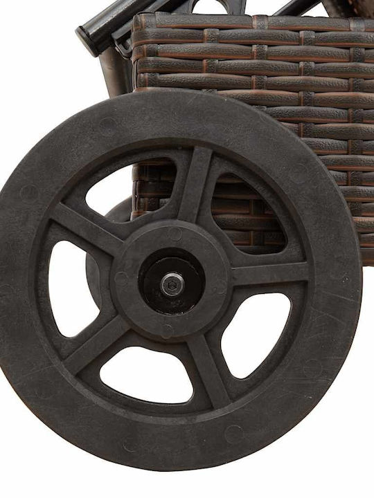 Deckchair Rattan with Cushion & Wheels Brown 200x55x25.5cm.