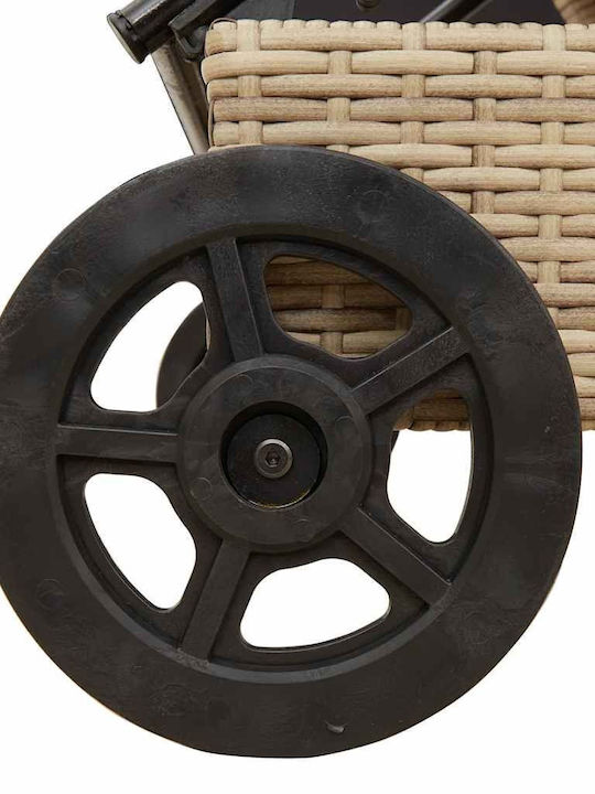 Ξαπλώστρα Rattan με Μαξιλάρι & Ρόδες Γκρι 200x55x25.5εκ.