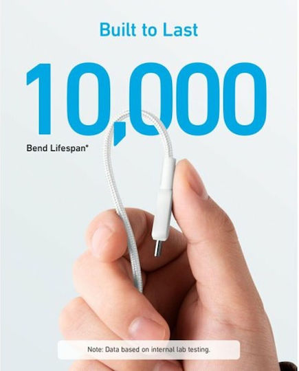 Anker Regular USB 2.0 to micro USB Cable Λευκό 3m (A81F7G21) 1τμχ