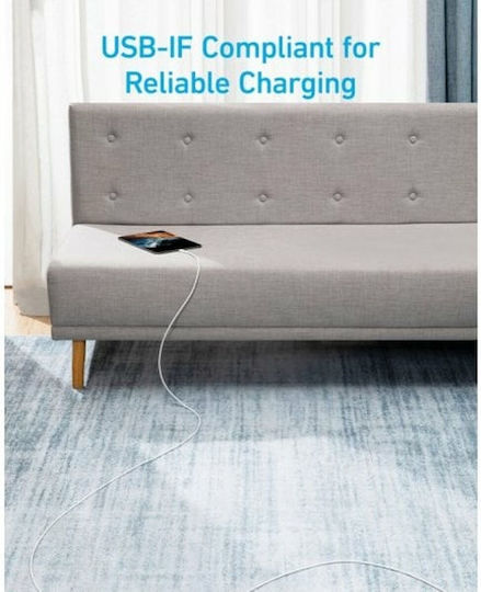 Anker Regular USB 2.0 to micro USB Cable Λευκό 3m (A81F7G21) 1τμχ