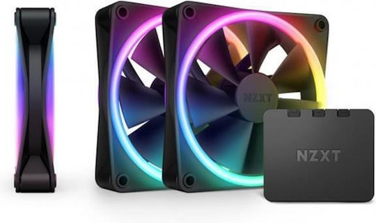 NZXT F120 Duo Вентилатор За Кутия (1800 Оборота / 48.58 CFM) С RGB Осветление И Свързване 4-изводна ШИМ 3 Бр