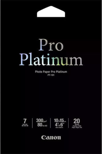 Canon PT-101 Φωτογραφικό Χαρτί Pro Platinum A6 (10x15) 300gr/m² για Εκτυπωτές Inkjet 20 Φύλλα