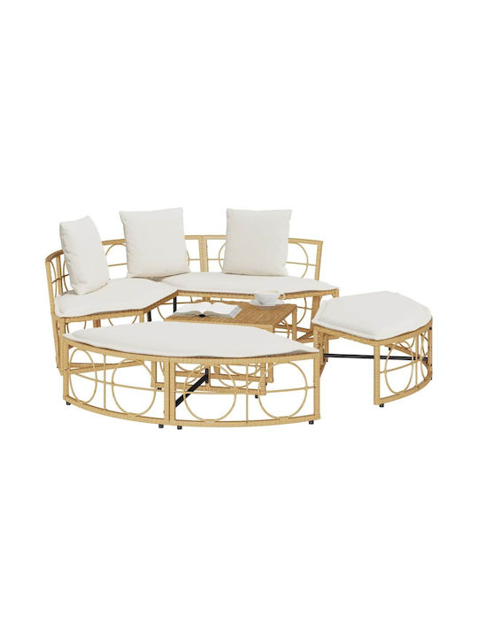 Εξωτερική Lounge Κρεβάτι Χωρίς Θόλο Poly Rattan Καφέ 160 X 50 X 3.8 Cm
