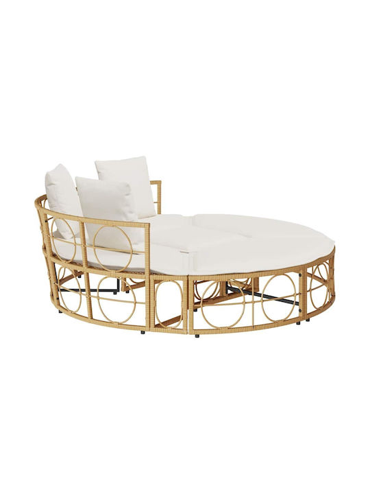 Εξωτερική Lounge Κρεβάτι Χωρίς Θόλο Poly Rattan Καφέ 160 X 50 X 3.8 Cm