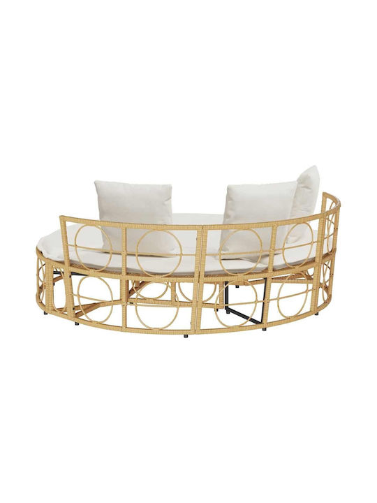 Εξωτερική Lounge Κρεβάτι Χωρίς Θόλο Poly Rattan Καφέ 160 X 50 X 3.8 Cm