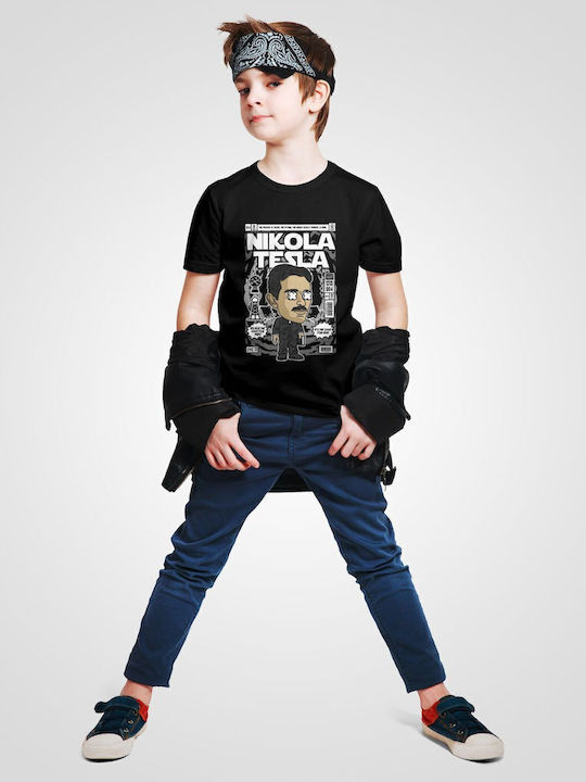 Παιδικό T-shirt Black Nikola Tesla