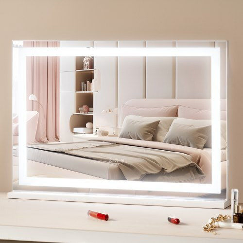 Vevor Καθρέπτης Τοίχου με Μπεζ Ξύλινο Πλαίσιο & LED Φωτισμό 55x80cm