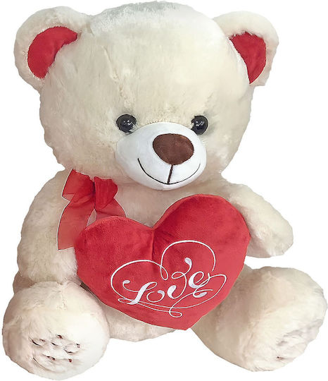 ToyMarkt Plush Bear with Heart Ecru for 3+ Years 35 cm