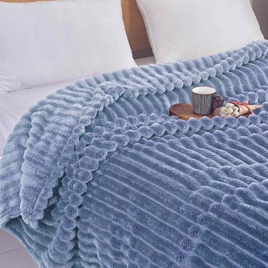 SpitiBazaar Κουβέρτα Βελουτέ Υπέρδιπλη 220x240εκ. Γσλάζια