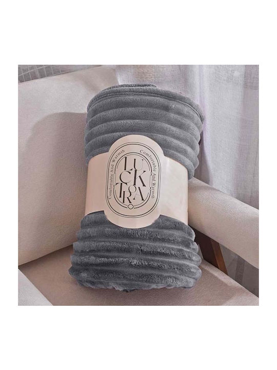 SpitiBazaar Κουβέρτα Βελουτέ Υπέρδιπλη 220x240εκ. Γκρι Σκούρο