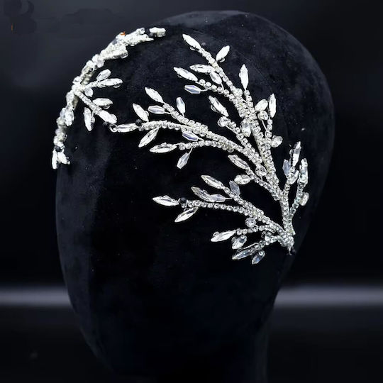 Bridal Decoration Set of 2 Hair Accessories Left Right Silver-Plated Crystals Loriane