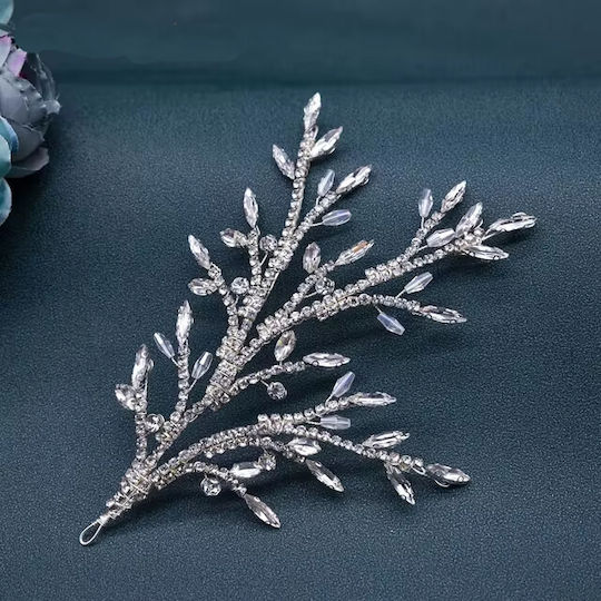 Bridal Decoration Set of 2 Hair Accessories Left Right Silver-Plated Crystals Loriane