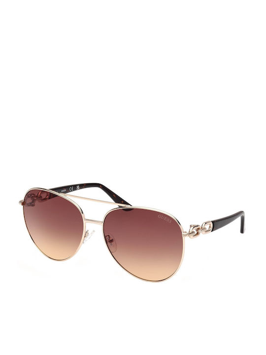 Guess Women's Sunglasses with Gold Metal Frame and Brown Gradient Lens GU00158 33F