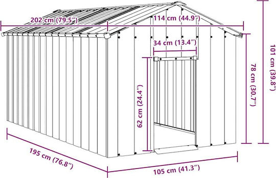 vidaXL Металик Парк За Кучета 114x202x101см Сив