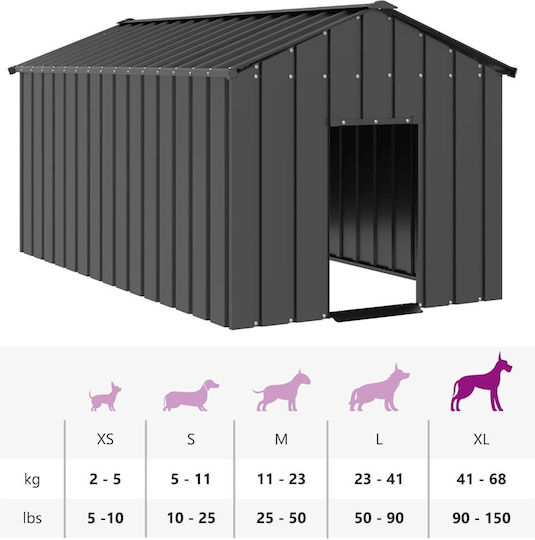 vidaXL Металик Парк За Кучета 114x202x101см Сив