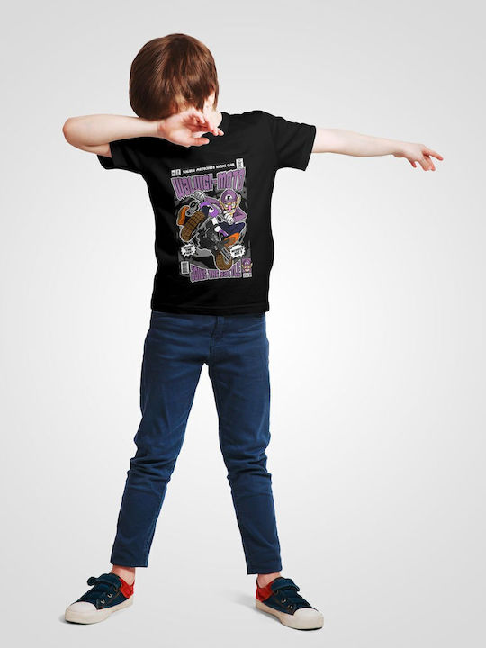 Παιδικό T-shirt Μαύρο Waluigi Motocross