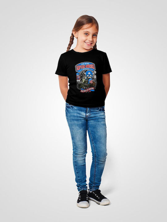 Kids Top Black Captain America Motorcycle