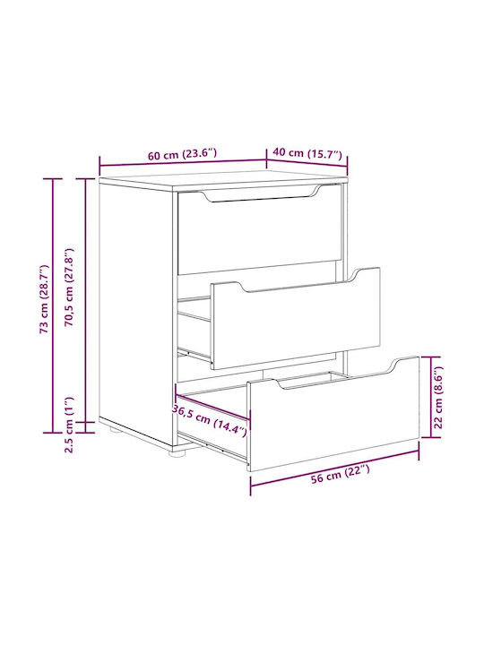 Vidaxl Sideboard Visnes Δρυς Sonoma 60x40x73 Cm Ξύλο Μηχανής
