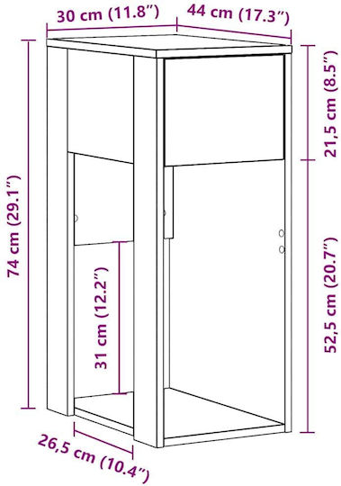 vidaXL Office Storage Cabinet Wooden Oak 30x44x74cm