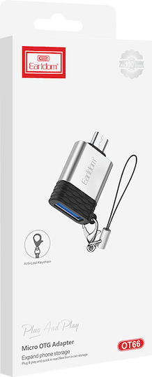 Earldom Μετατροπέας micro USB male σε micro USB female Ασημί 1τμχ ET-OT66
