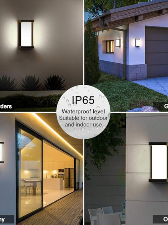 Powertech Wall-Mounted Outdoor Light LED IP65 12W with Cool White Light 12.4x12.5x26εκ.