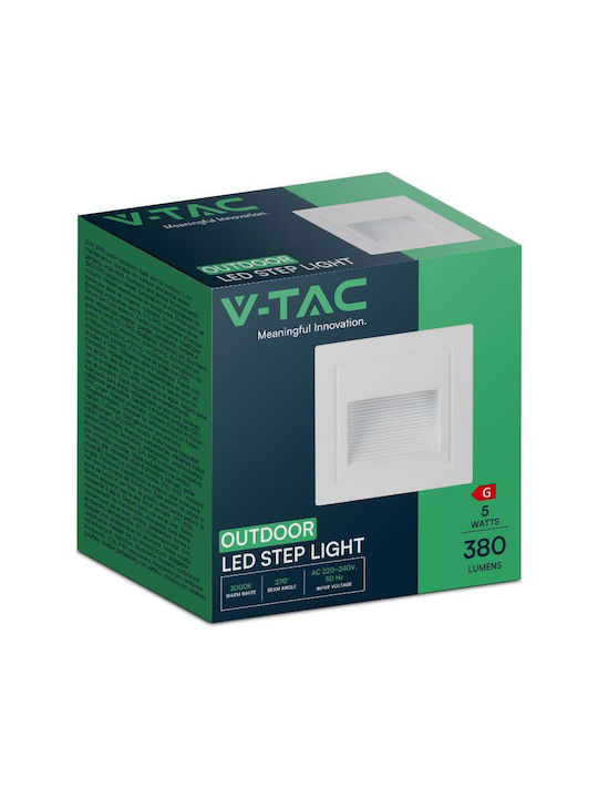 V-TAC Επιτοίχια Εξωτερική Πλαφονιέρα LED IP65 5W με Θερμό Λευκό Φως 8.4x8.4x5εκ.