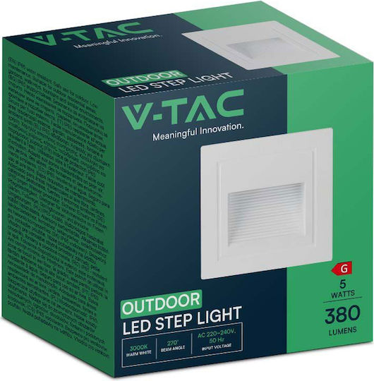 V-TAC Wall-Mounted Outdoor Ceiling Light LED IP65 5W with Warm White Light 8.4x8.4x5εκ.