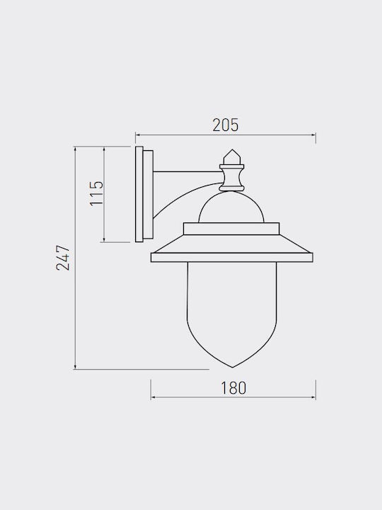 Gtv Επιτοίχιο Εξωτερικό Φωτιστικό E27 IP54 24.7x20.5x18εκ.