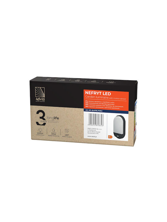 Adviti Επιτοίχια Εξωτερική Πλαφονιέρα LED IP54 15W με Φυσικό Λευκό Φως 11.92x21.22x4.45εκ.
