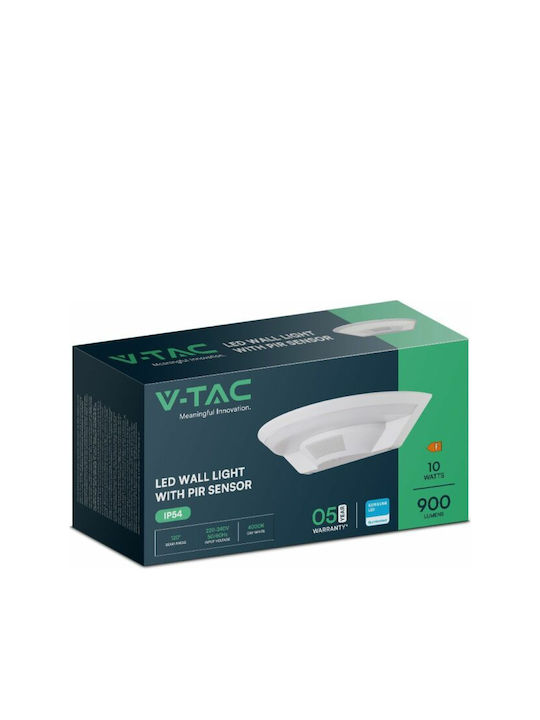 V-TAC Επιτοίχιο Εξωτερικό Φωτιστικό LED IP54 10W με Φυσικό Λευκό Φως