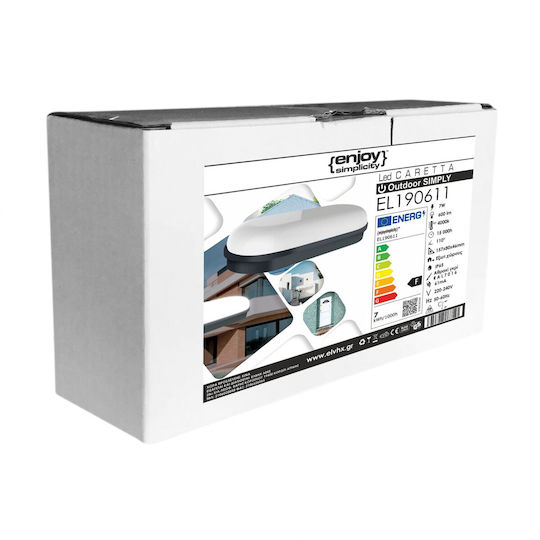 Elvhx Επιτοίχια Χελώνα Εξωτερική LED IP65 13W με Ψυχρό Λευκό Φως