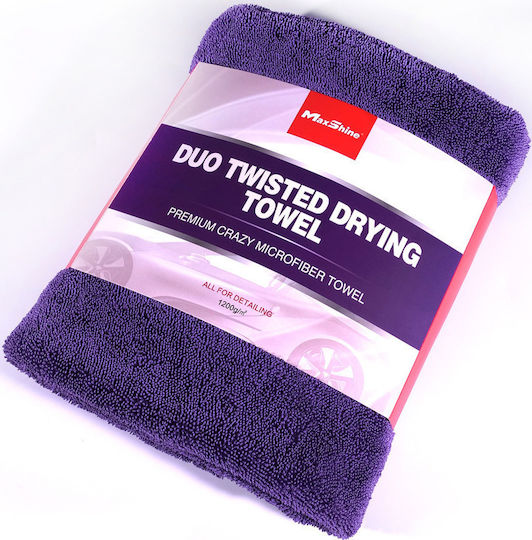 Maxshine Duo Twisted Loop Cloth Microfiber Drying Car 1200gsm Purple 90x60cm