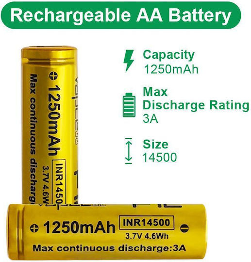 Vapcell 14500 F12 1250mah 3a Battery Raised Positive