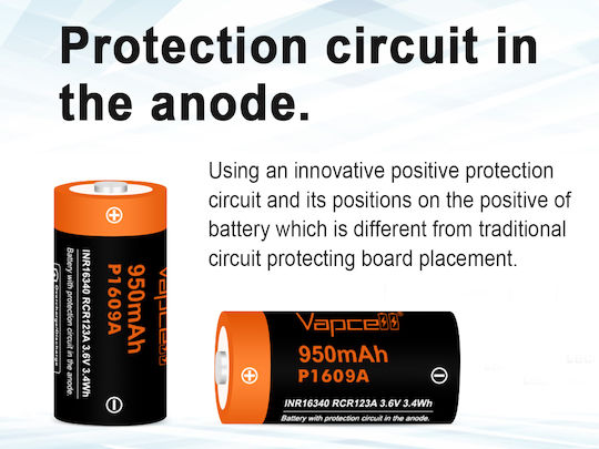 Baterie Vapcell 16340 P1609a 950mAh 3A