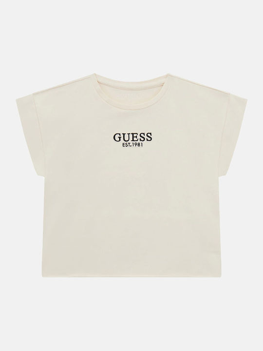 Guess Kinder-Crop-Top Kurzarm OffWhite