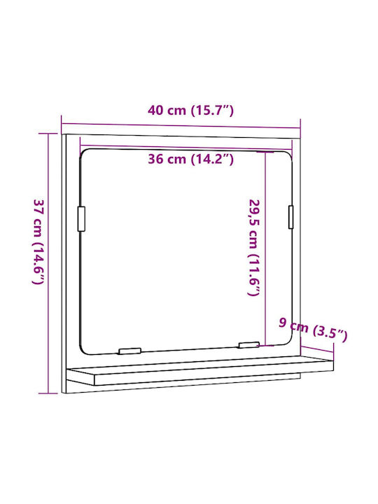 vidaXL Καθρέπτης Μπάνιου με Ράφι & Ντουλάπι 40x11cm Καφέ