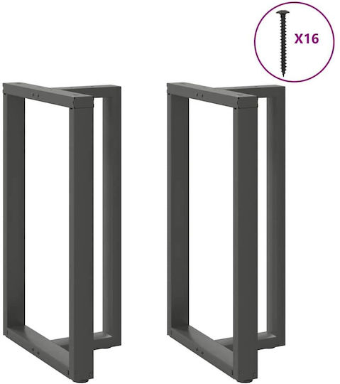 vidaXL Metallisches Möbelbein 2Stücke Für Büro / Tisch / Beistelltisch 60x35x100cm Anthrazit