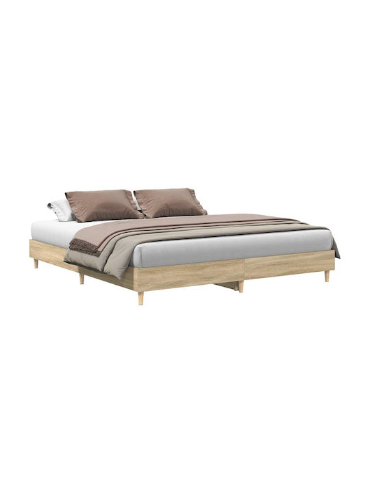 Vidaxl Bed Frame Without Mattress 180x200cm Engineered Wood 1 Piece Double Brown