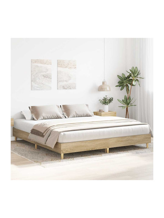 Vidaxl Bed Frame Without Mattress 180x200cm Engineered Wood 1 Piece Double Brown