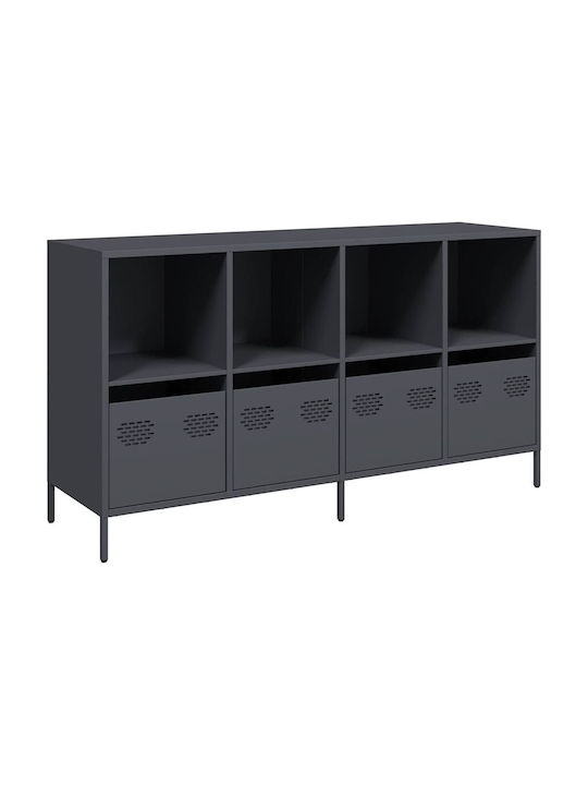 Sideboard made of Metal with Drawers Charcoal 135x39x73.5cm