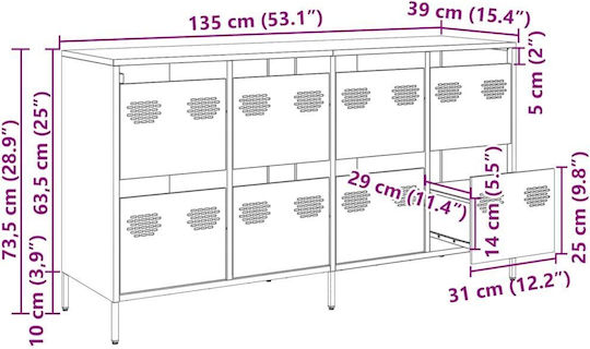 Μπουφές mit Schubladen Pink 135x39x73.5cm