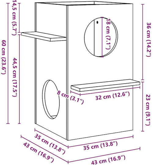 vidaXL Σπιτάκι Γάτας Λευκό 43x43x60cm