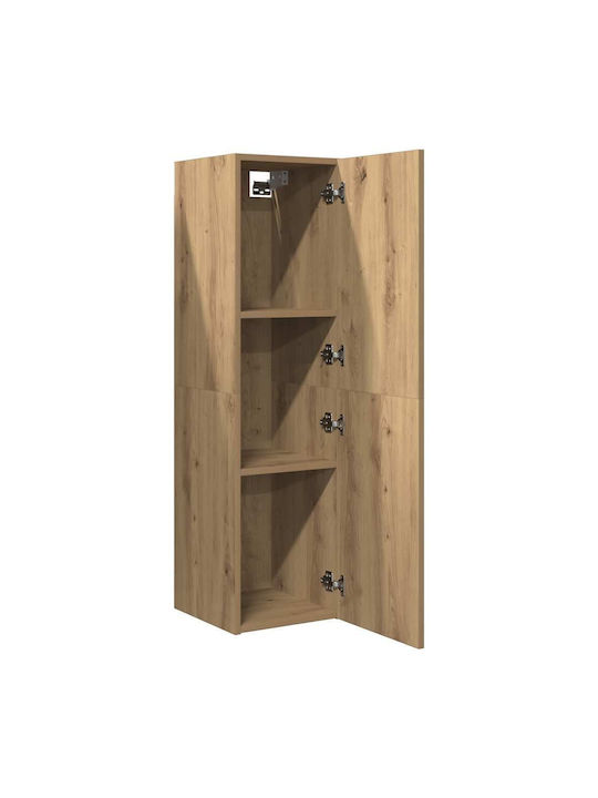 Hanging Living Room Cabinet made of Particle Board with Lighting Brown 30.5x30x110cm