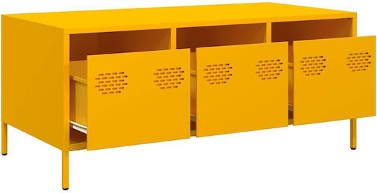 Rectangular Central Metal Coffee Table with Drawers Yellow Mustard M101.5xD50xH43.5cm