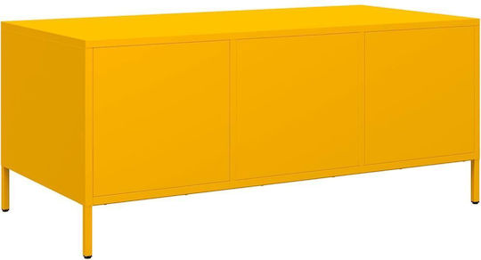 Rectangular Central Metal Coffee Table with Drawers Yellow Mustard M101.5xD50xH43.5cm