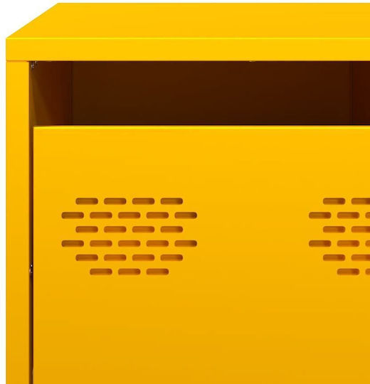 Rectangular Central Metal Coffee Table with Drawers Yellow Mustard M101.5xD50xH43.5cm