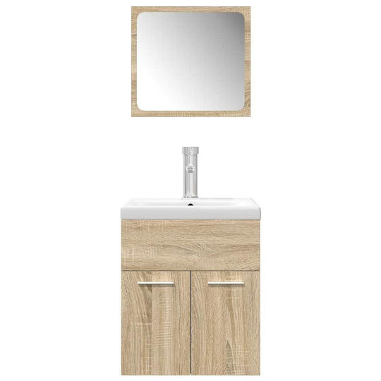 vidaXL Waschtisch mit Waschbecken & Spiegel L42xB18xH39cm Sonoma Oak, Brown